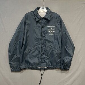 Vintage Velva Sheen Coaches Jacket Men's M Blue Windbreaker American Embassy